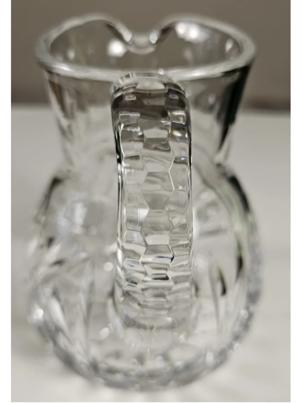 Vintage Heavy 24% Lead Crystal Water Pitcher Jug 4.7 lbs Fan Cut Rare Find